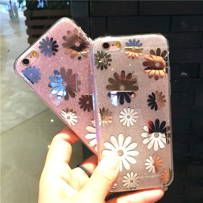 潮女必備 騰彩禮品閃粉雛菊蘋(píng)果手機(jī)殼，點(diǎn)亮你的時(shí)尚生活